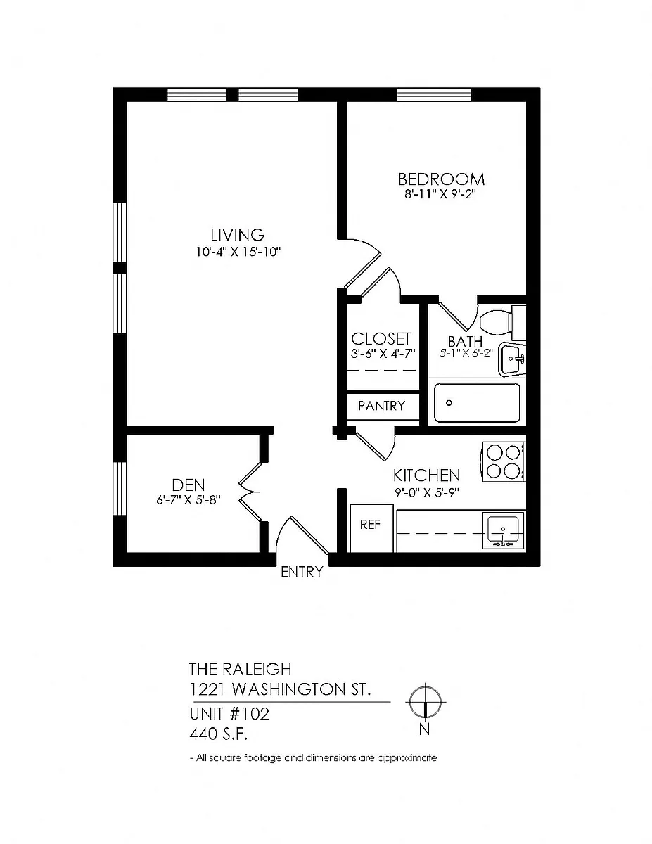 Floor plan 1 Bedroom-Hardwood