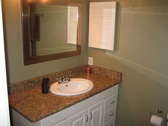 Updated guest bath with granite Counters