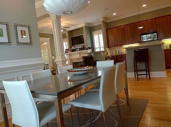 Spacious dining room looks on to the rest of the living area