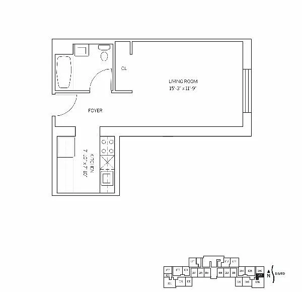 Floor plan LINCOLN HOUSE- Studio One Bathroom