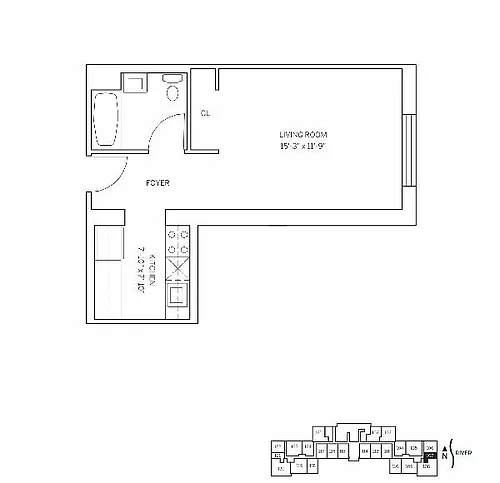 Floor plan LINCOLN HOUSE- Studio One Bathroom