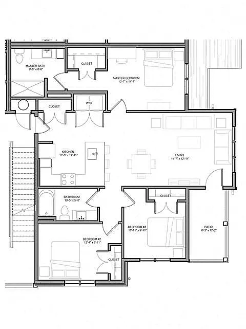 Floor plan Three Bedroom - C2