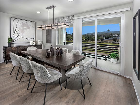 Dining room in the Residence 3 floorplan at Cielo in San Marcos, CA.