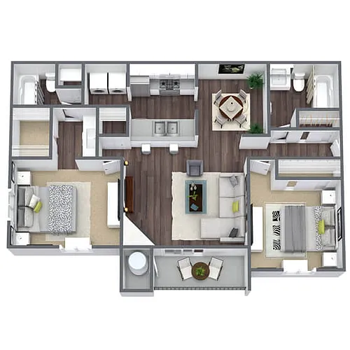 Floor plan B1: 2 Bed 2 Bath