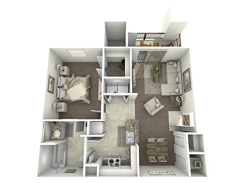 Floor plan 1 Bed, 1 Bath (60% Income Restricted)