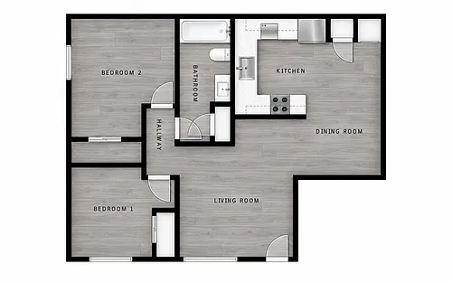 Floor plan 2x1 792 Sqft