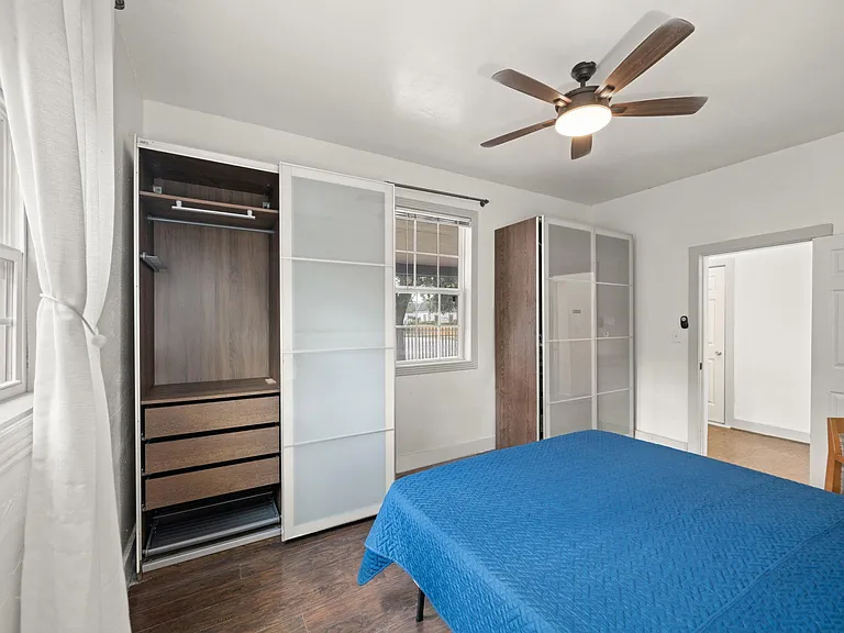 Double standing closets for all your clothes, jewelry, shoes.