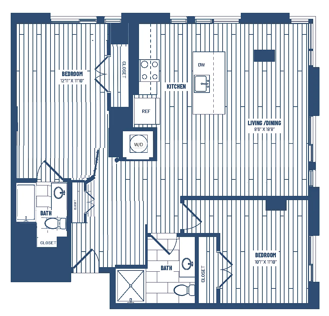 Floor plan 2 Bed/2 Bath-H2E-ADA
