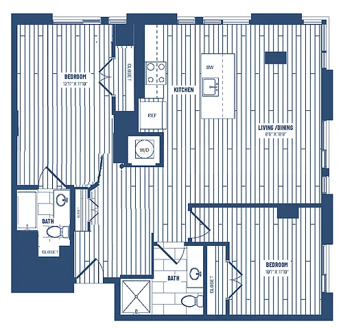 Floor plan 2 Bed/2 Bath-H2E-ADA