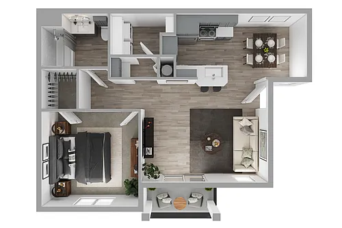Floor plan 1BD 1BTH