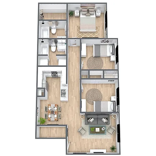 Floor plan C1: 3 Bed 2 Bath