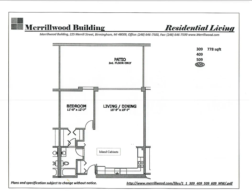 Floor plan 1 Bed 1 Bath