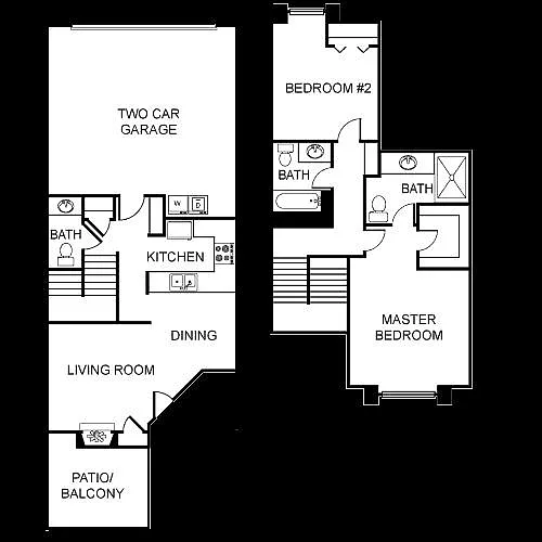 Floor plan 2 bed 2 bath town home
