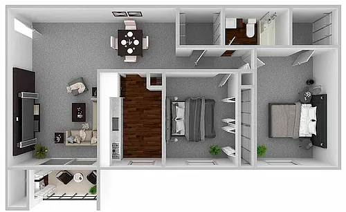 Floor plan 2 Bedroom/1 Bathroom - 899 sq ft