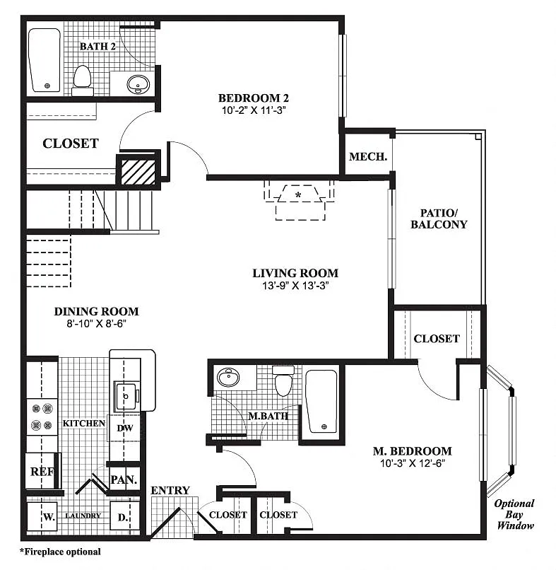 Floor plan Two Bedroom Renovated