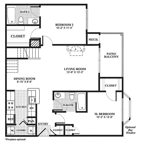 Floor plan Two Bedroom Renovated