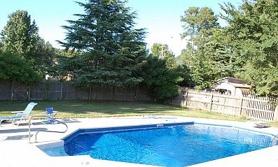 pool and part of the backyar
