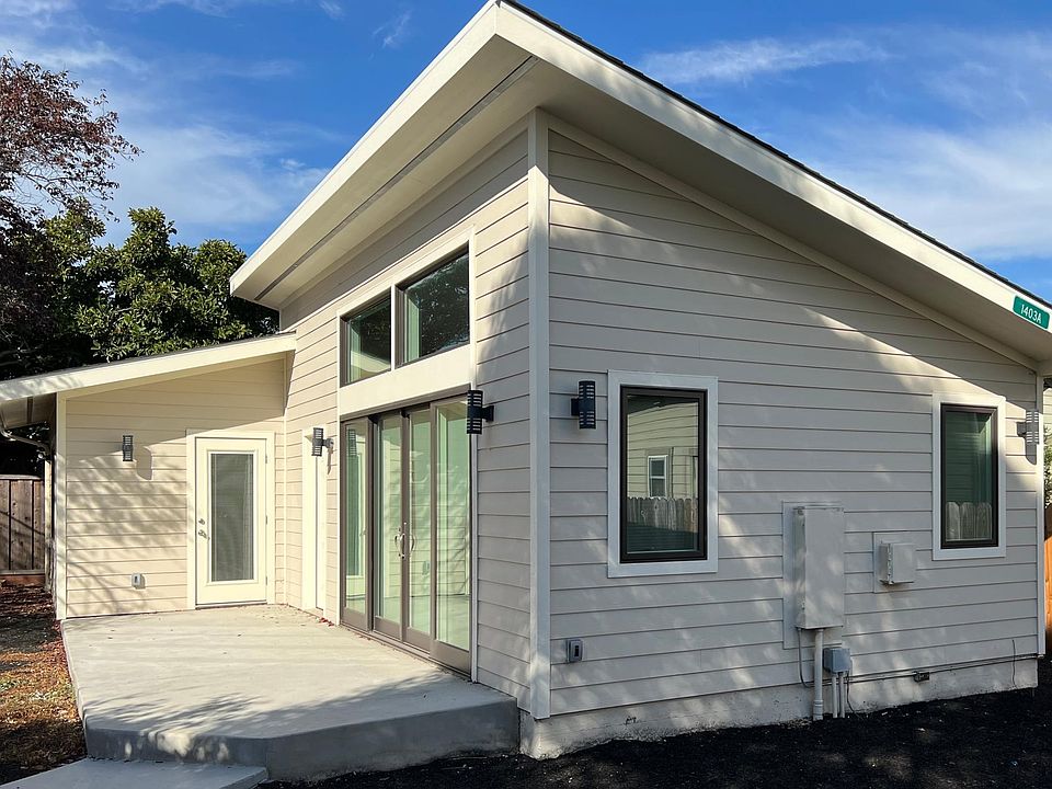 Exterior of unit. Note that a fence (not shown) has been installed to provide privacy.