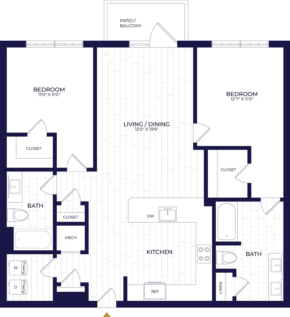 Floor plan 2 Bed/2 Bath WDU-B2