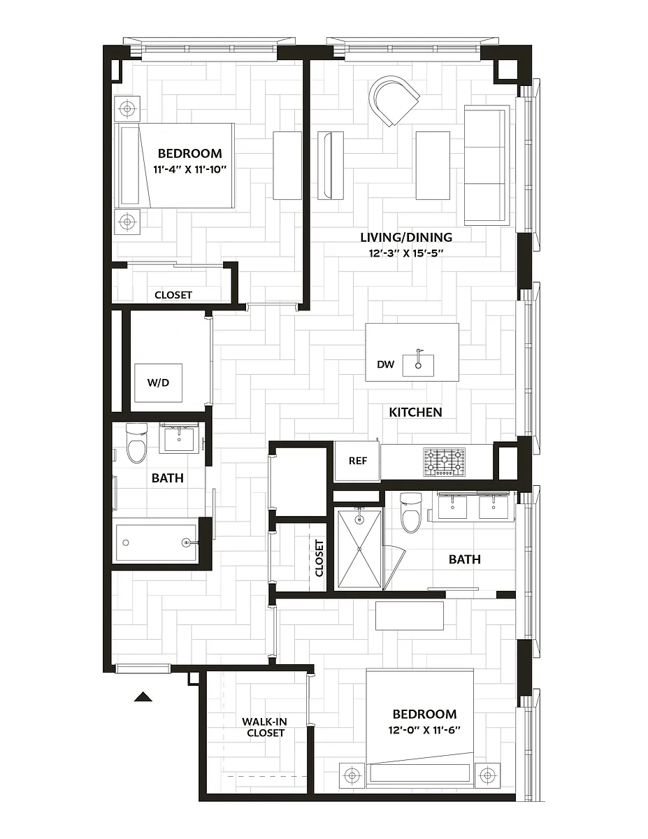Floor plan 2 Bed/2 Bath-B2