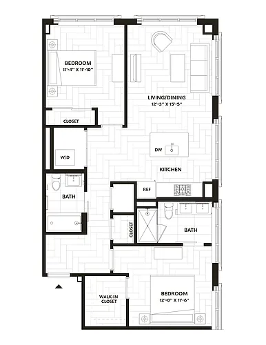 Floor plan 2 Bed/2 Bath-B2