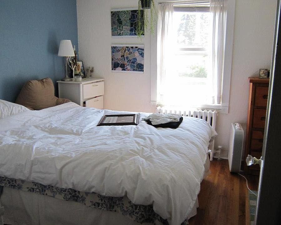 Primary Bedroom in old paint scheme, with furniture for scale