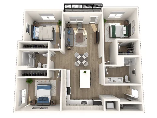Floor plan 3x2 Bedroom D1