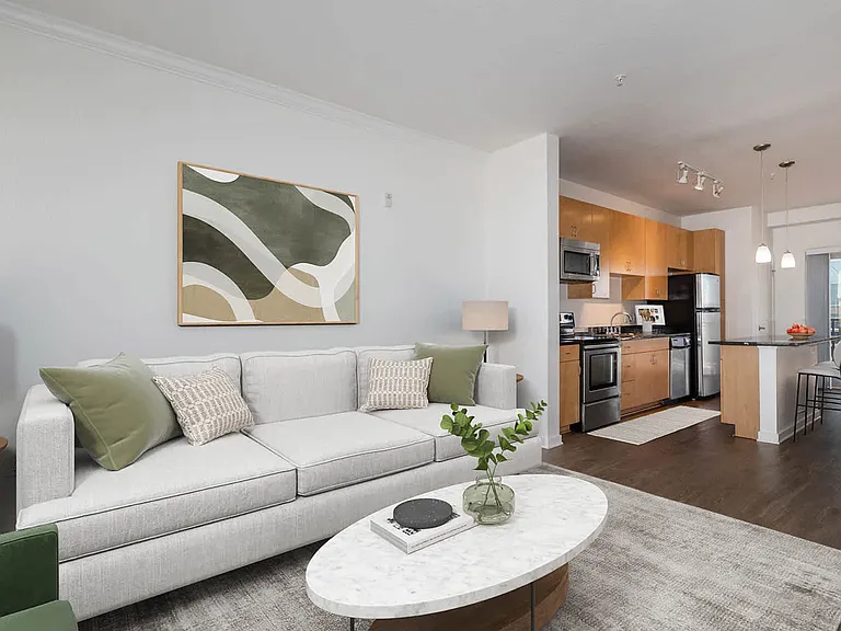 Living Area and Kitchen with Hard Surface Flooring