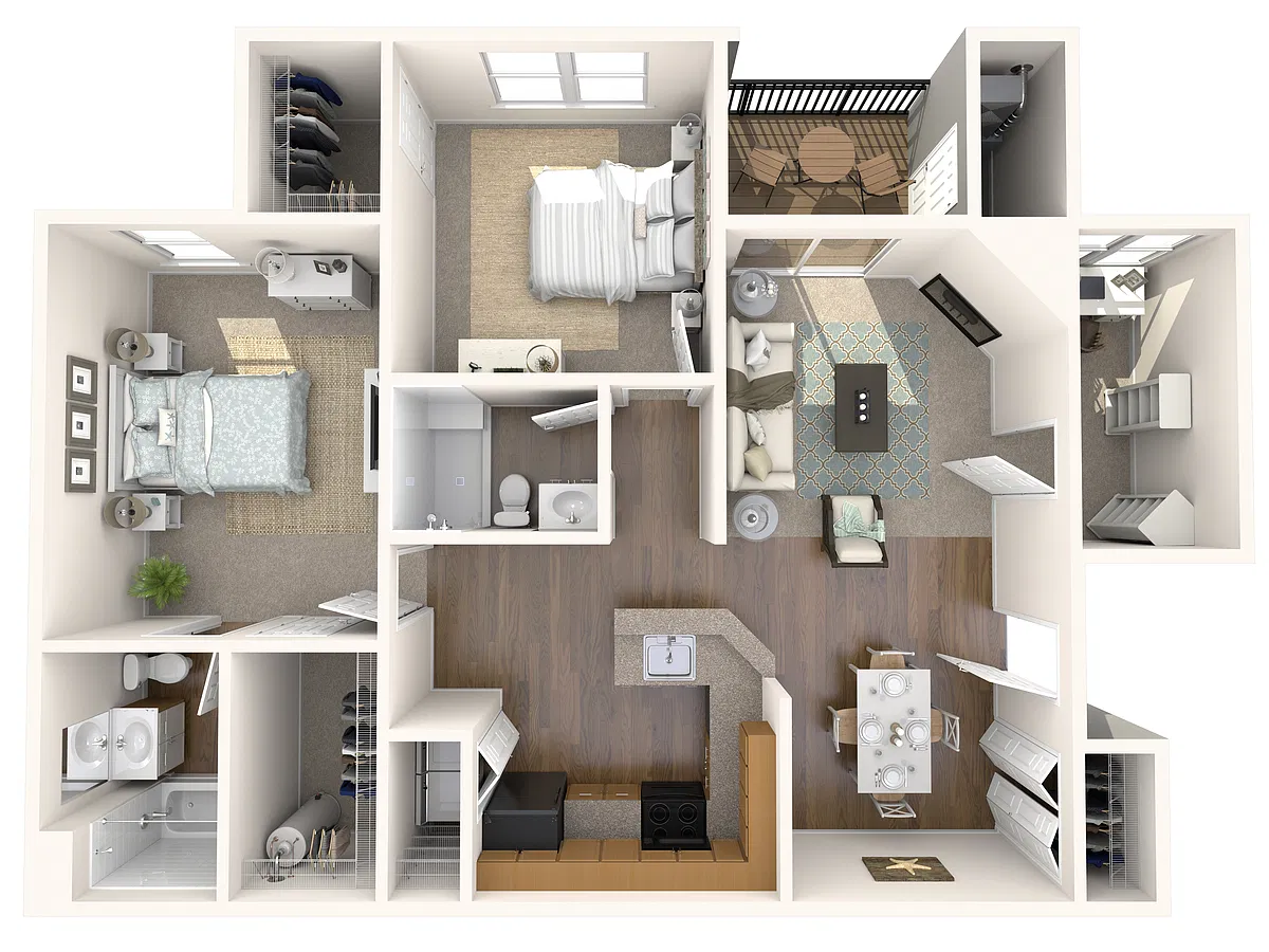Floor plan 2 bed 2 bath w/ Den