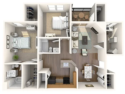 Floor plan 2 bed 2 bath w/ Den