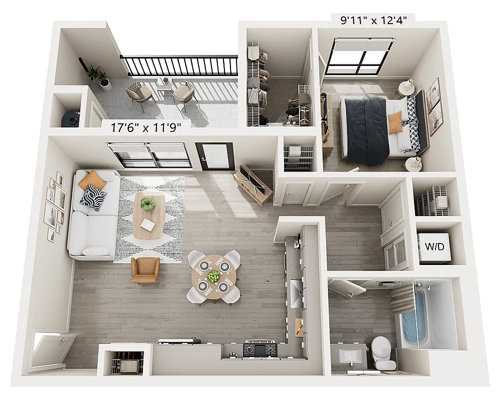 Floor plan One Bedroom A1D