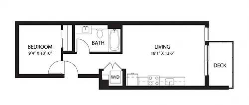 Floor plan B1 Open 1x1