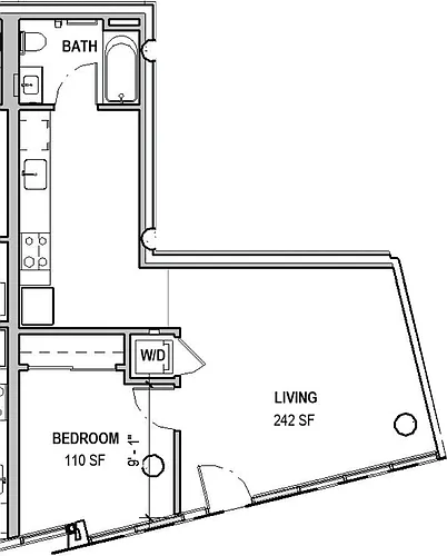 Floor plan One Bedroom - ADU - E