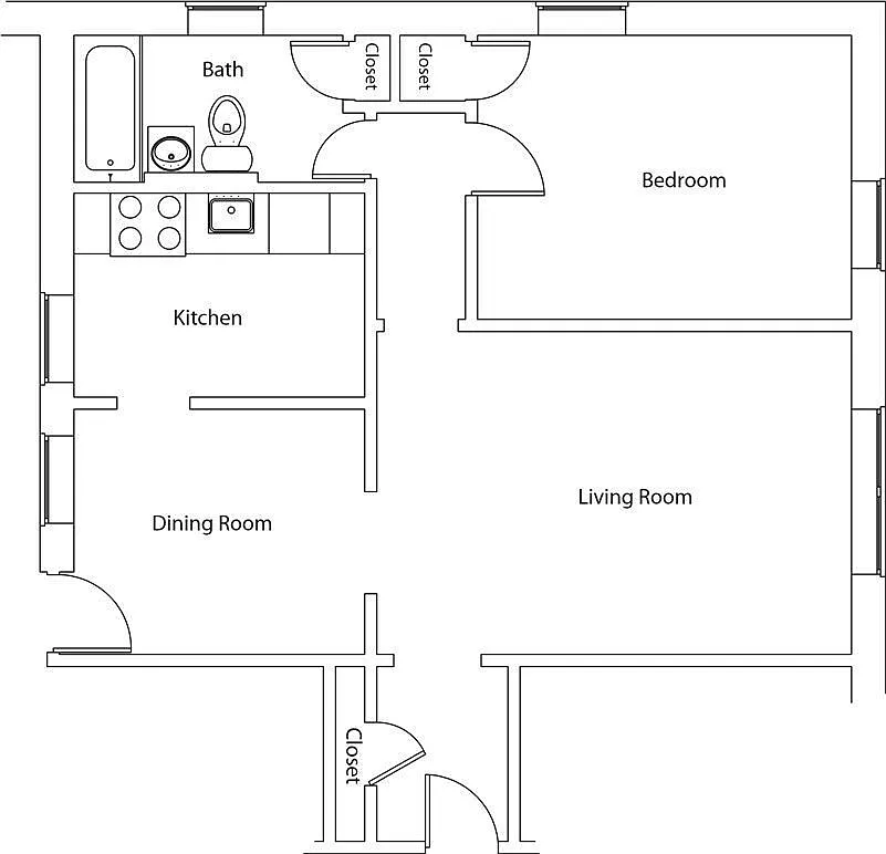 Floor plan One Bed One Bath B
