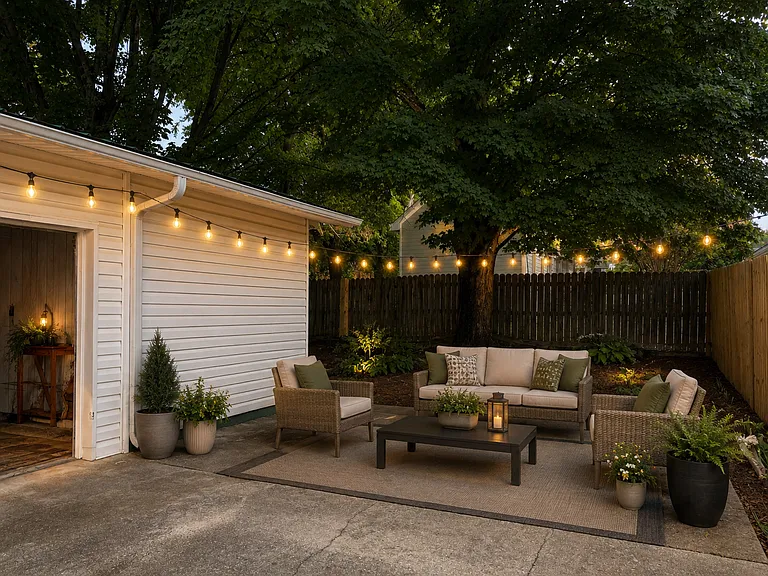 AI decorated backyard