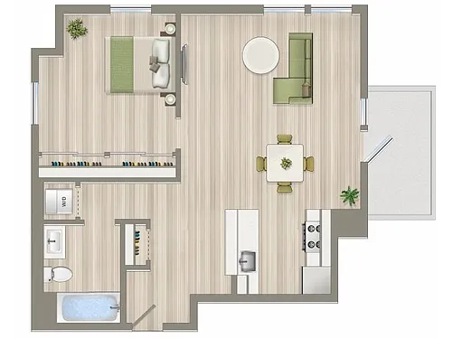 Floor plan 1 Bed/1 Bath-A5