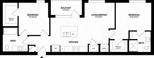 Floor plan 2 Bed/2 Bath-B3