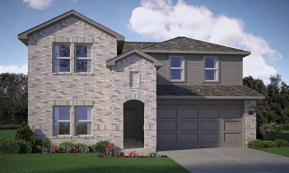 Front Elevation - D.R. Horton''s Ozarkfloorplan Elevation B - All Home and community information, including pricing, included features, terms, availability and amenities, are subject to change at any time without notice or obligation. All Drawings, pictures, photographs, video, square footages, floor plans, elevations, features, colors and sizes are approximate for illustration purposes only and will vary from the homes as built.