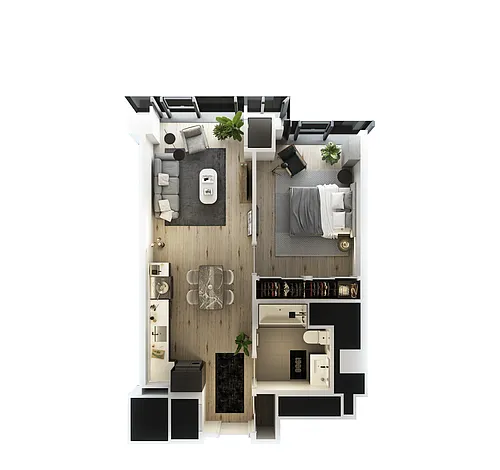 Floor plan 1 Bed-1 Bath-T-4