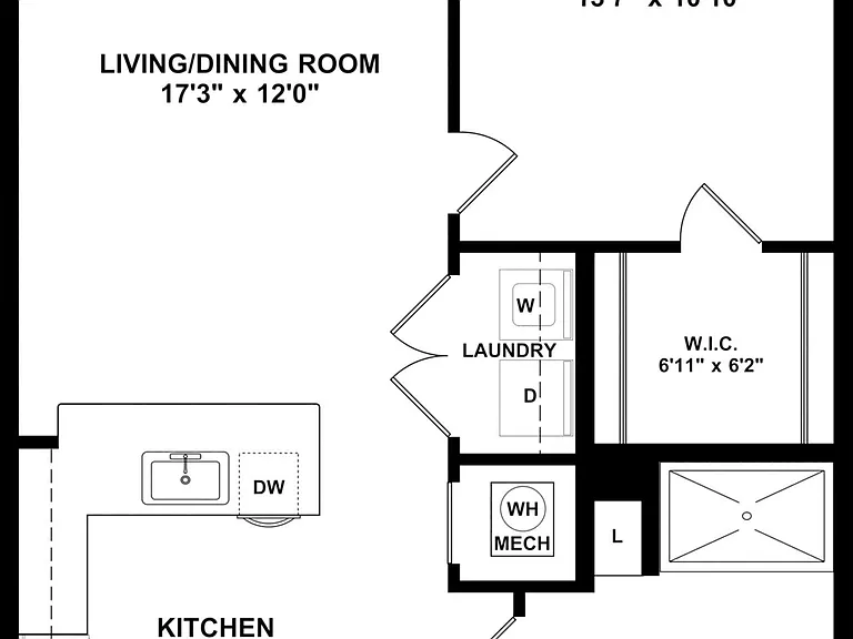 Linden - 1 Bed, 1 Bath, 694 sq. ft.
