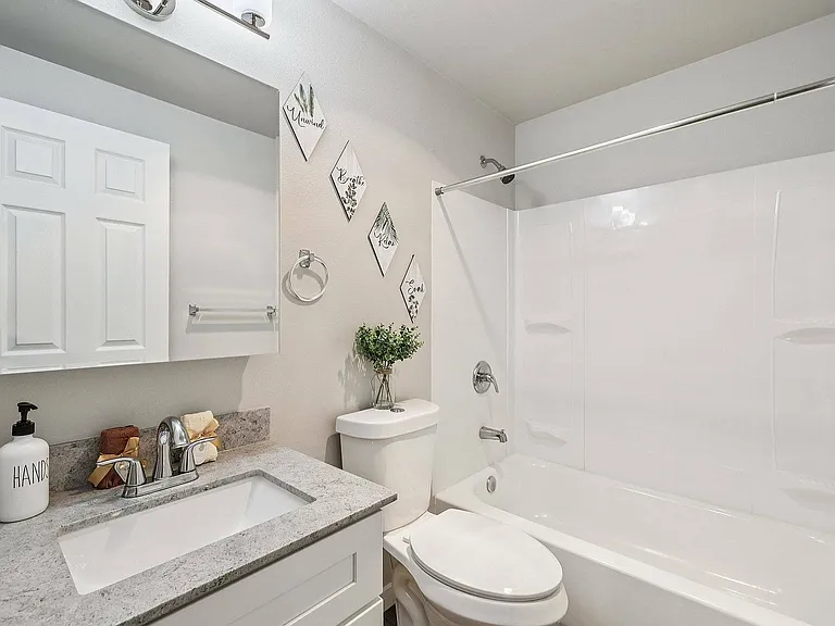 Bright, updated bathroom in a one_bedroom unit at Foster Creek in Tukwila, WA.