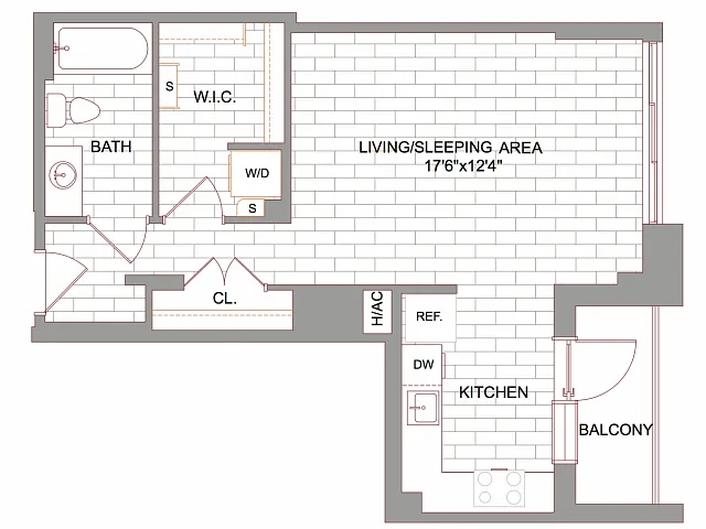 Floor plan Studio Balcony