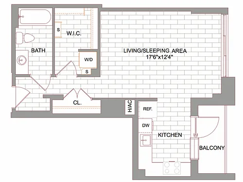 Floor plan Studio Balcony