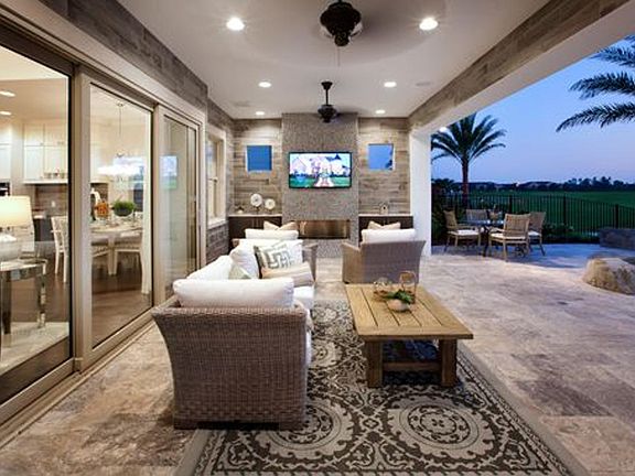 Covered lanai with privacy wall model photo