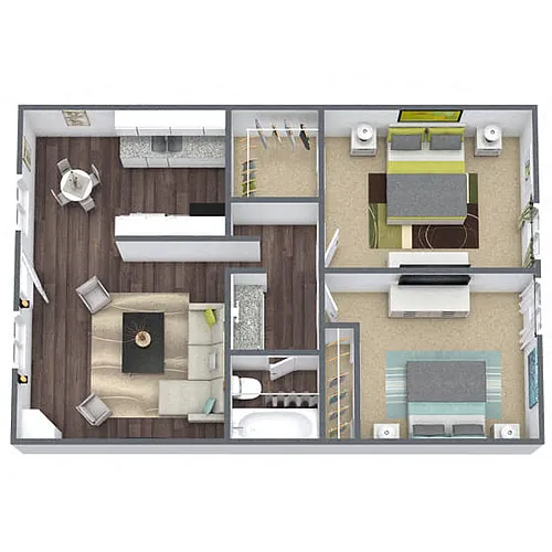 Floor plan B1: 2 Bed 1 Bath