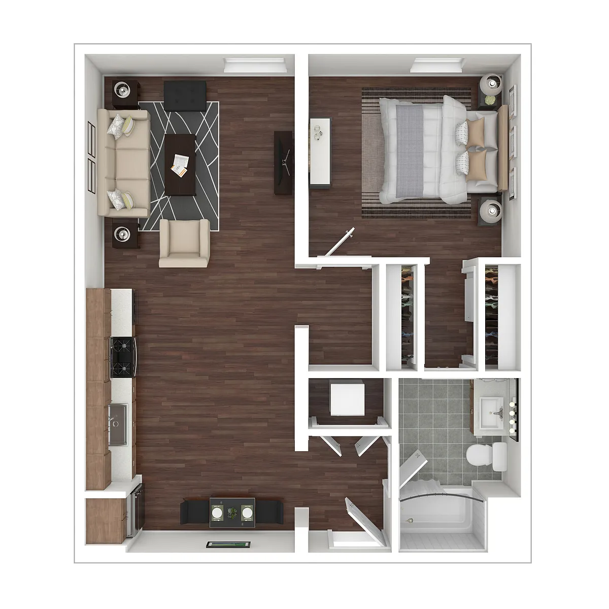 Floor plan 1 Bedroom Open
