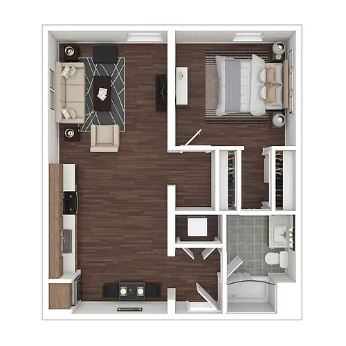 Floor plan 1 Bedroom Open