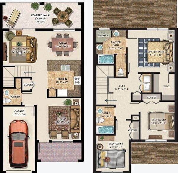 3BR - 2.5 BA - 1,676 SF