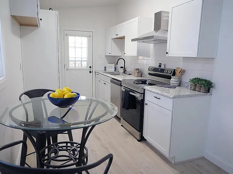 kitchen and dining area