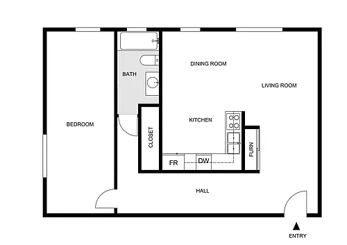 Floor plan University Square 1 Bed Layout 4